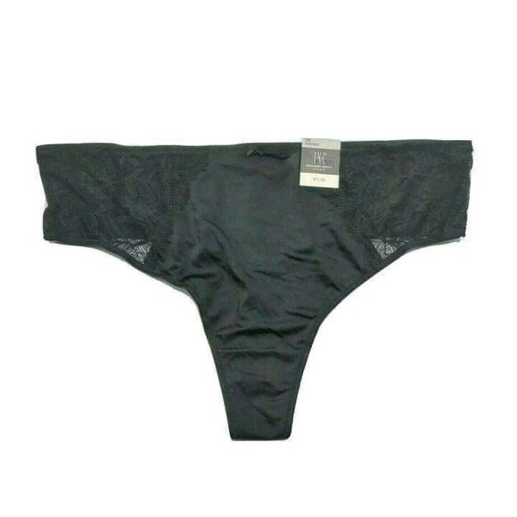 INC International Concepts Womens Thong Bikini Panty Deep Black Plus Size 1X NEW - Picture 10 of 10